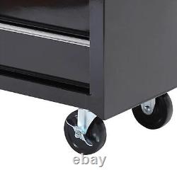 HOMCOM 5-Drawer Tool Chest Steel Lockable Tool Storage Cabinet with Wheels Black