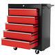 Homcom 5-drawer Tool Chest Steel Lockable Tool Storage Cabinet With Wheels Red