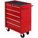 Homcom Tool Trolley With 5 Drawers Steel Tool Chest On Wheels With Handle Red