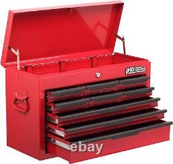 Heavy Duty 9-Drawer Tool Chest with Ball Bearing and Key locking Red