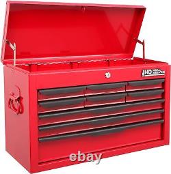 Heavy Duty 9-Drawer Tool Chest with Ball Bearing and Key locking Red