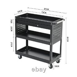 Heavy Duty Tool Chest Box Trolley With Wheel Workshop Storage Shelves Tool Carrier