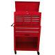 High Capacity Storage Red Color Cabinet With 8 Drawers Rolling Wheels Tool Box