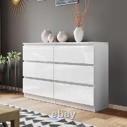 High Gloss Chest of Drawers Bedroom Furniture Storage Bedside 6/8 Drawers White