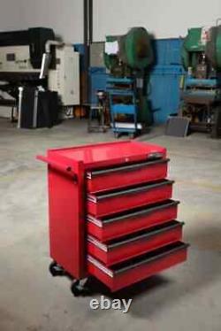 Hilka Tool Chest Trolley 5 drawer red metal tools storage mobile box cabinet