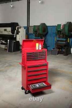 Hilka Tool Storage trolley chest roll cabinet red metal garage toolbox on wheels