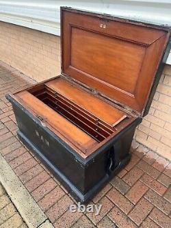 Large Heavy Antique Shipwrights Tool Chest with Fitted Mahogany Interior