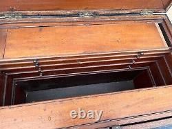 Large Heavy Antique Shipwrights Tool Chest with Fitted Mahogany Interior