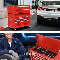 Large Tool Chest Cabinet Garage 8 Drawer Roller Top Chest Box Tools Trolley