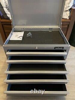 Limited Edition Silver Grey Halfords 5 Drawer Top Chest Tool Box Light Use Vgc