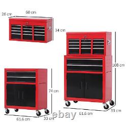 Metal Tool Storage Cabinet on Wheels Tools Cupboard Chest Box Garage Workshop UK