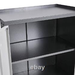 Mobile Metal Storage Cupboard 2 Door Lockable Filing Cabinet Tool Chest Box Cart