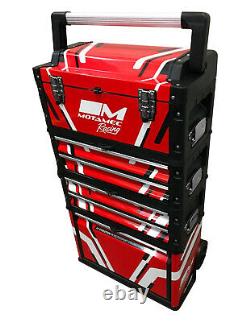 Motamec Racing RED Modular Tool Box Trolley Mobile Cart Stack Cabinet Chest C41H