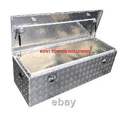 NEW Large Lockable Aluminium Chequer Plate Toolbox Chest 1420 x 500 x 445mm