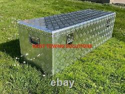NEW Large Lockable Aluminium Chequer Plate Toolbox Chest 1420 x 500 x 445mm