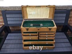Oak Neslein engineer cabinet tool chest top box & 7 drawers with metal runners