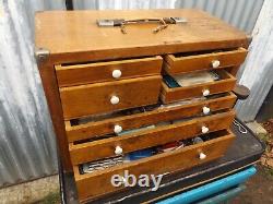 Old vintage Engineers Tool Makers chest and contents rare find