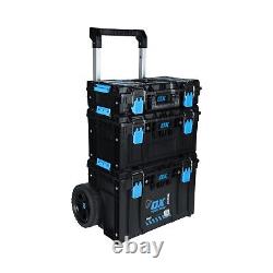 Ox Tooltrek 3 Piece Modular Deep Tool Box + Trolley Wheels + Shallow Box Set Up