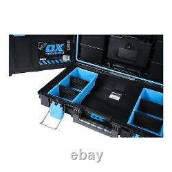 Ox Tooltrek 3 Piece Modular Deep Tool Box + Trolley Wheels + Shallow Box Set Up