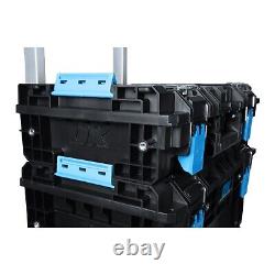 Ox Tooltrek 3 Piece Modular Deep Tool Box + Trolley Wheels + Shallow Box Set Up