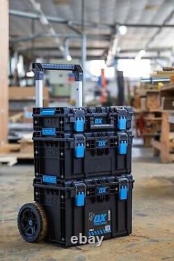 Ox Tooltrek 3 Piece Modular Deep Tool Box + Trolley Wheels + Shallow Box Set Up