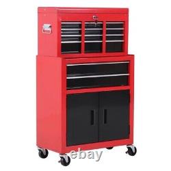 Portable Toolbox Tool Box Top Chest Cabinet Garage Storage Roll Cab Red HOMCOM