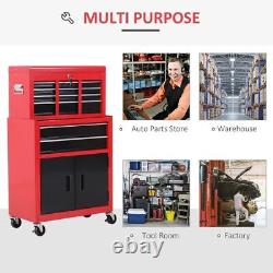 Portable Toolbox Tool Box Top Chest Cabinet Garage Storage Roll Cab Red HOMCOM