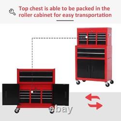 Portable Toolbox Tool Box Top Chest Cabinet Garage Storage Roll Cab Red HOMCOM