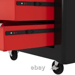 Red Steel Lockable Tool Chest HOMCOM 5-Drawer Tool Storage Cabinet with Wheels