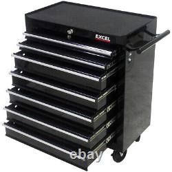 Roller Tool Cabinet Storage 7 Drawer Toolbox Tool Chest Trolley With Wheel Black