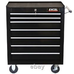 Roller Tool Cabinet Storage 7 Drawer Toolbox Tool Chest Trolley With Wheel Black