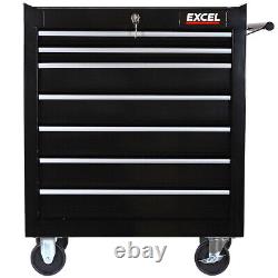 Roller Tool Cabinet Storage 7 Drawer Toolbox Tool Chest Trolley With Wheel Black