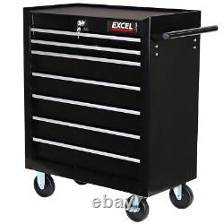 Roller Tool Cabinet Storage 7 Drawer Toolbox Tool Chest Trolley With Wheel Black