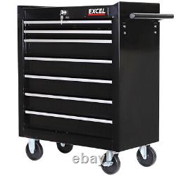 Roller Tool Cabinet Storage 7 Drawer Toolbox Tool Chest Trolley With Wheel Black