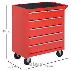 Roller Tool Cabinet Tools Storage Chest Steel Box 5 Drawers Roll Wheels Garage