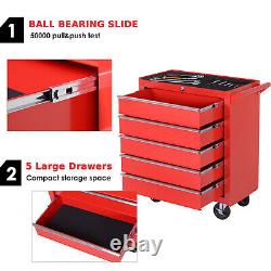 Roller Tool Cabinet Tools Storage Chest Steel Box 5 Drawers Roll Wheels Garage