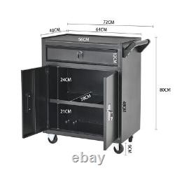 Rolling Tool Box Chest Tool Storage Cabinet Trolley Tool Cart 2 Doors Cupbpard