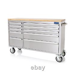 SGS 55in Stainless Steel 10 Drawer Work Bench Tool Box Chest Cabinet