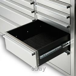 SGS 72 Stainless Steel 15 Drawer Work Bench with 3 Upper Cabinets & Side Cabinet