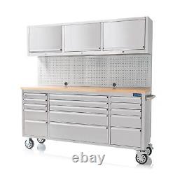 SGS 72 Stainless Steel 15 Drawer Work Bench with Upper Cabinet