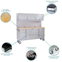 SGS 72 Stainless Steel 15 Drawer Work Bench with Upper Cabinet