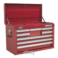 Sealey AP33089 Tool Top Chest Storage Box 8 Drawer Ball Bearing Runners Red