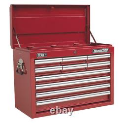 Sealey AP33109 Tool Box Top Chest Storage Box 10 Drawer Ball Bearing Red (C)