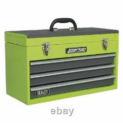 Sealey Tool Chest 3 Drawer Portable with Ball Bearing Runners Hi-Vis Green