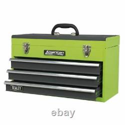 Sealey Tool Chest 3 Drawer Portable with Ball Bearing Runners Hi-Vis Green