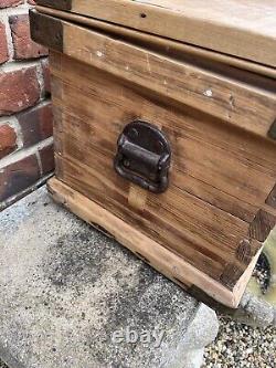Small Victorian Pine Tool Chest / Blanket Box