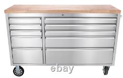 Stainless Steel 55 Inch Tool Chest with 10 Drawers