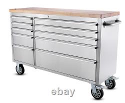 Stainless Steel 55 Inch Tool Chest with 10 Drawers
