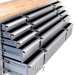 Stainless Steel 72 Inch Tool Chest with 15 Drawers