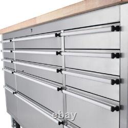 Stainless Steel 72 Inch Tool Chest with 15 Drawers